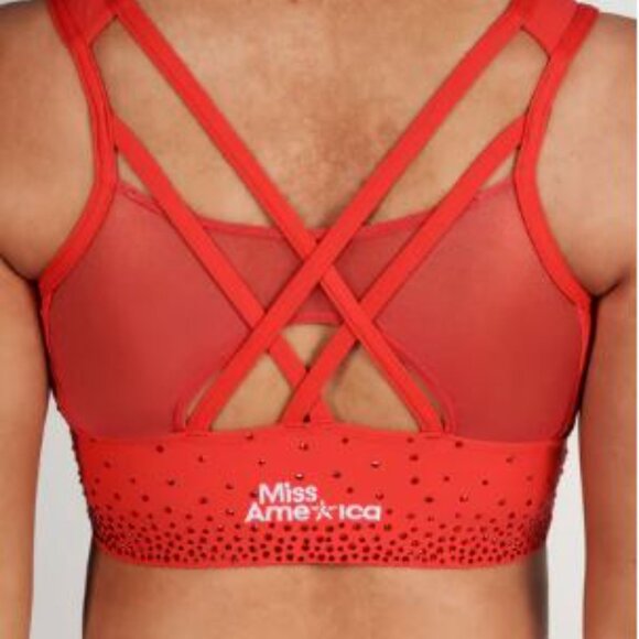 Miss America Longline Sports Bra in Regent Red - Picture 2 of 2